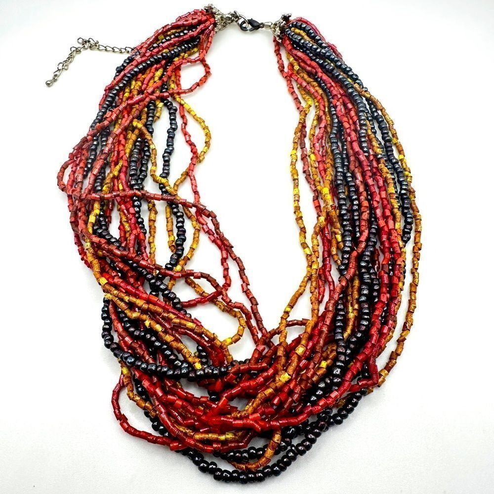 SALE! Colorful Multi-strand seed bead‎ statement necklace!